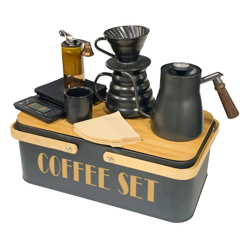 Elegant Fashion portable wood box -Easy Manual Coffee Brew Maker Gift set - Strong Flavor Coffee Brewer kit