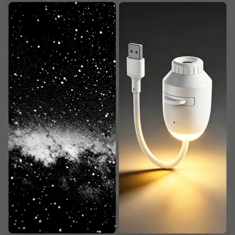 USB Star Light Lamp with Shapeable Neck, Turn Lens, Slide Tray and Warm Light for Bedroom Wall or Car Roof Use