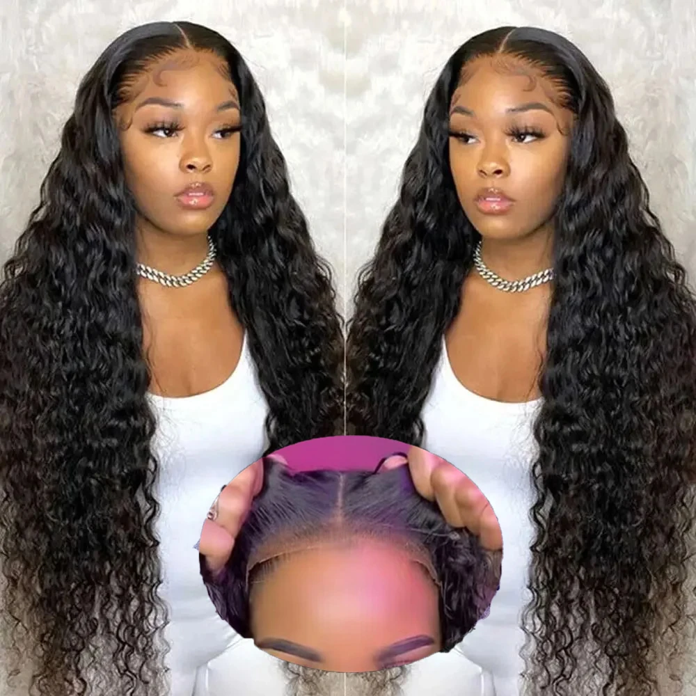 7x5 Glueless Water Wave Transparent Lace Front Wigs 7x5 4x4 Closure Wigs Glueless Wig Human Hair Ready To Wear For Black Women