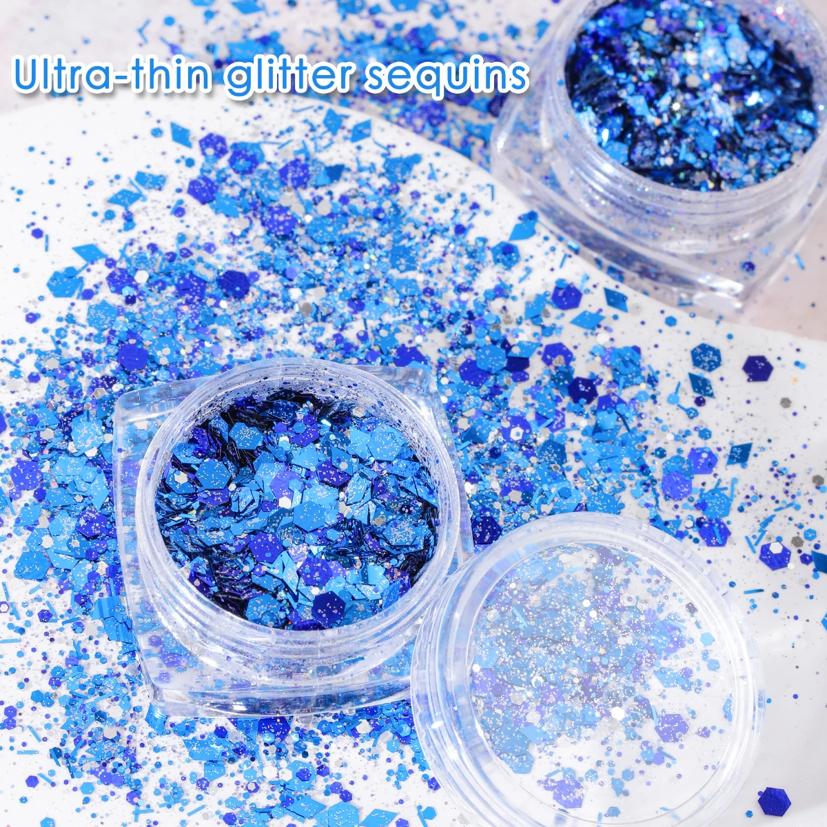 Lentejuelas láser ultrafinas, material de polvo de flash, caja de tesoro, gradiente de flash de color, decoración de flash de uñas mezcladas, 1 caja