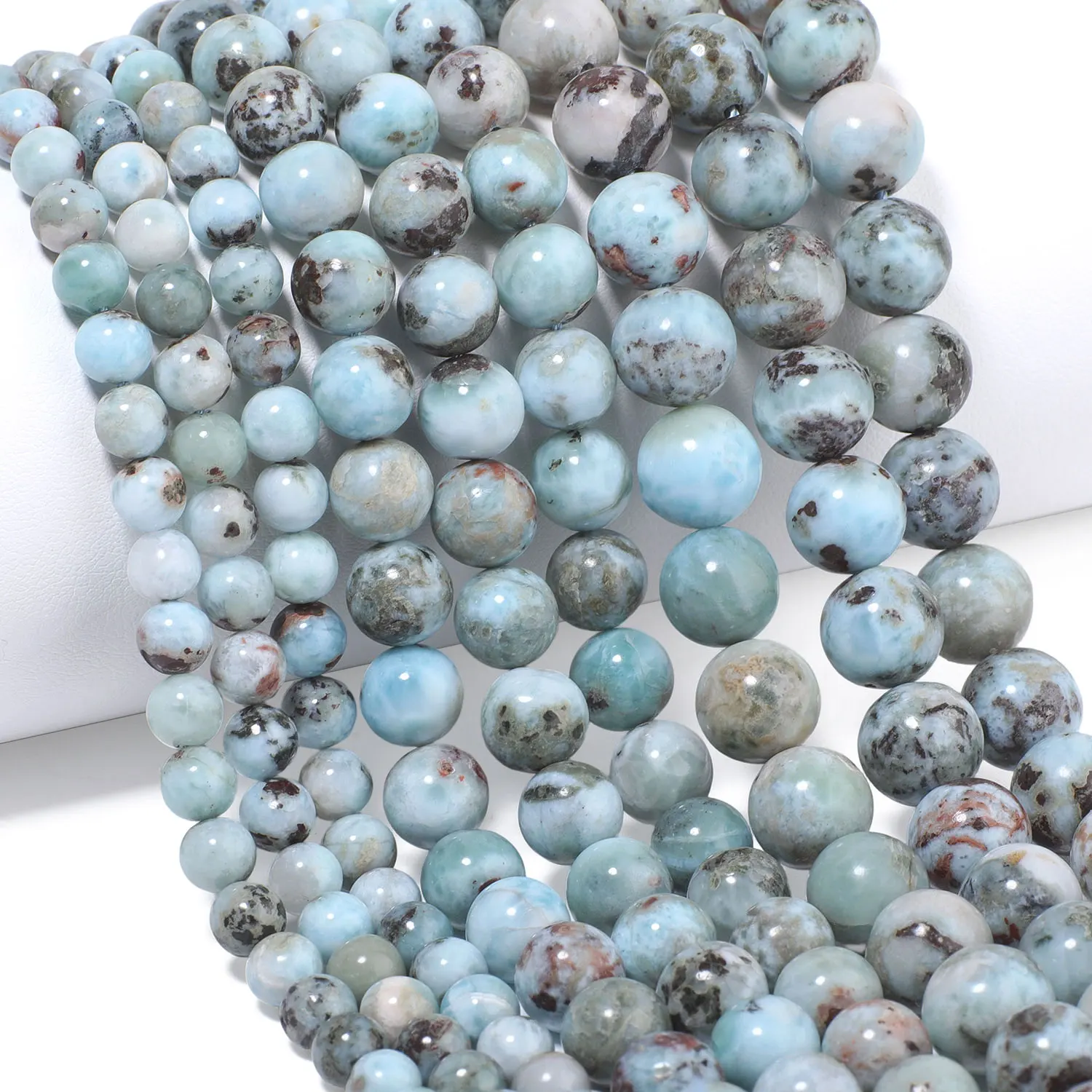 6/8/10mm Natürliche Larimar Glatte Runde Abstandsperlen für Schmuckherstellung DIY Eleganter Damenschmuck Modische Halskette – Detail 3