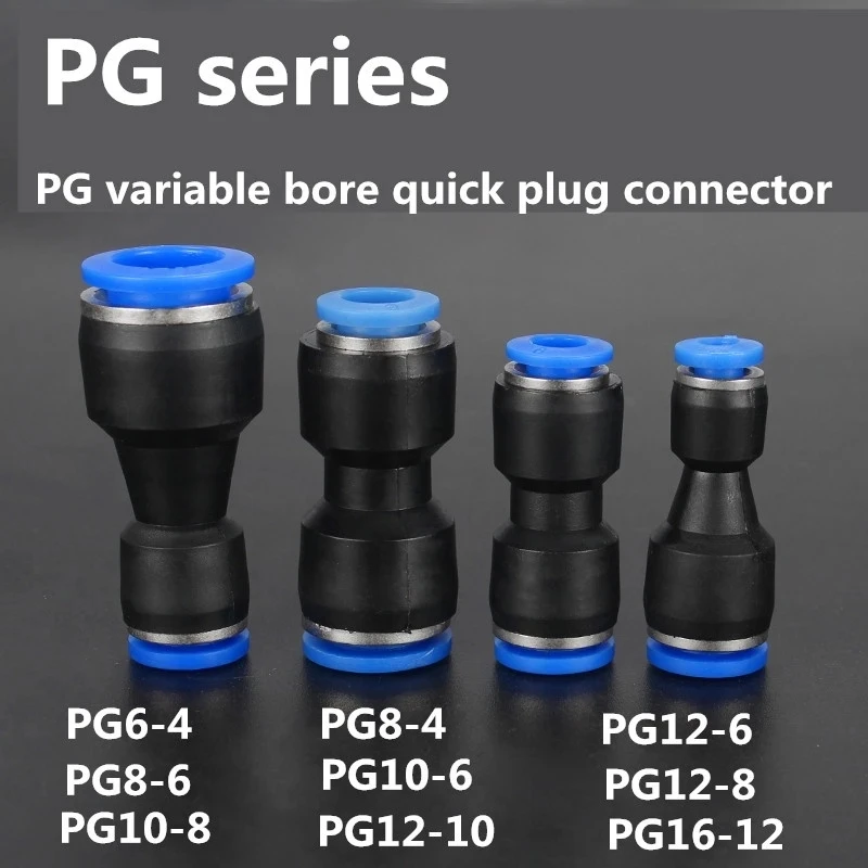 Pneumatic Fittings Fitting Plastic Connector PU PG 4mm 6mmTo 8mm 10mm Air Water Hose Tube Push in Straight Gas Quick Connectors