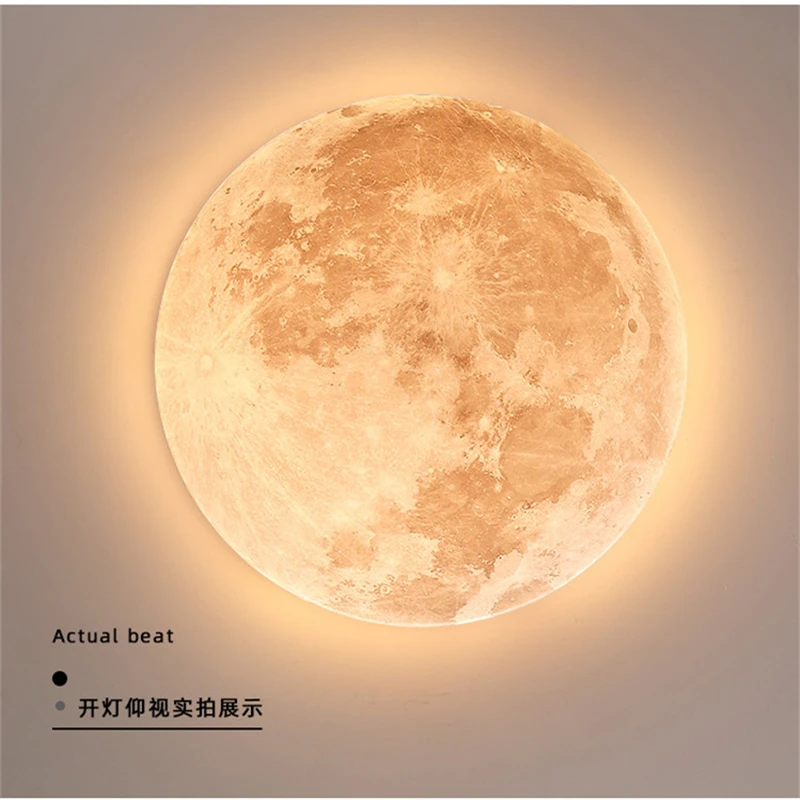 Moon Ceiling Lamp 12W  24W 36W Solid Wood Led Ceiling Lamp for Bedroom Living Room Dining Room Home Decor Indoor Lights Lighting