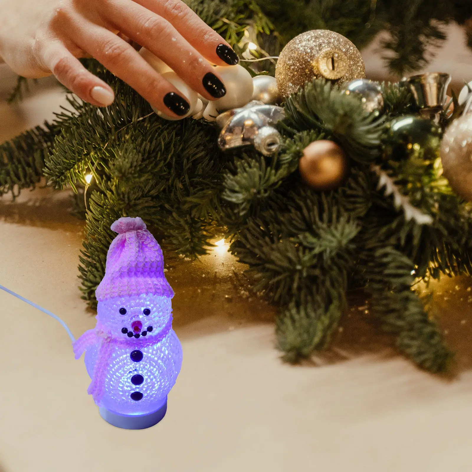 

2pcs Snowman Night Light Pink Hat Lamp For Christmas Home Decor Bedroom Desktop Kids Room Gift Portable Light