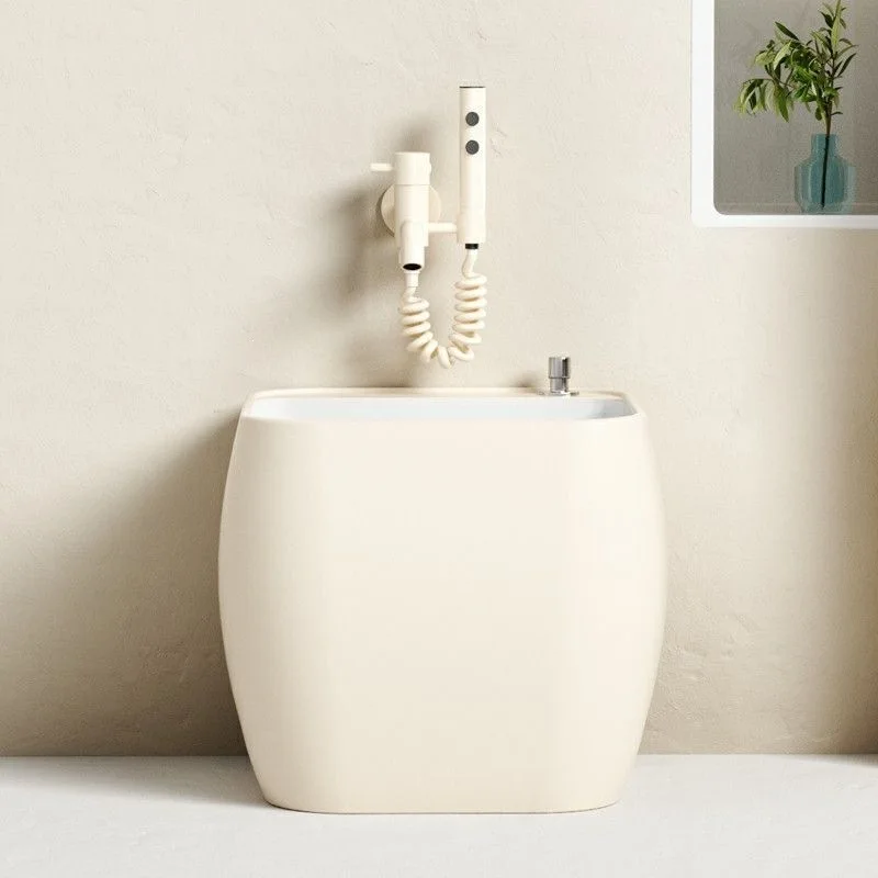 Cream wind creative egg-shaped mop pool household bathroom, mop pool balcony ceramic floor-to-ceiling circular foot wash basin