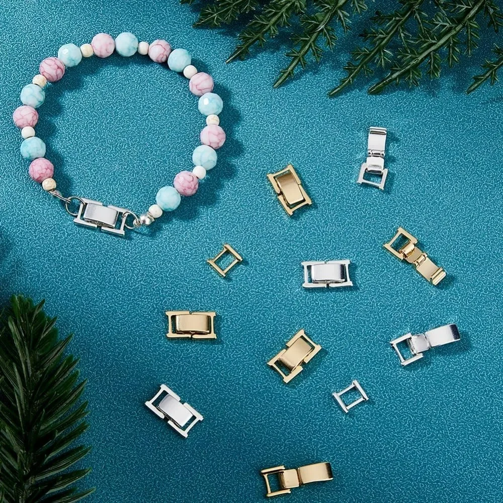 12個入り 2色展開 折りたたみ式ジュエリークラスプ 真鍮製ブレスレットエクステンダー 0.59x0.33x0.16インチ 小型折りたたみ式クラスプ 折りたたみ式エクステンション