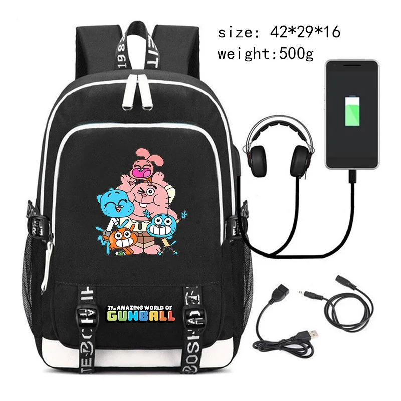 The Amazing World of Gumball Backpack Student Large Capacity School Bag Travel Rucksack High Quality Schoolbag for Boys Girls