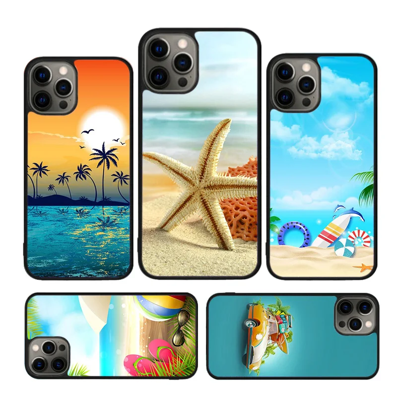 Summer Beach Relax Starfish Ocean Sky Sun Phone Case For iPhone 16 15 14 XR XS 11 12 mini 13 Pro MAX Plus cover coque