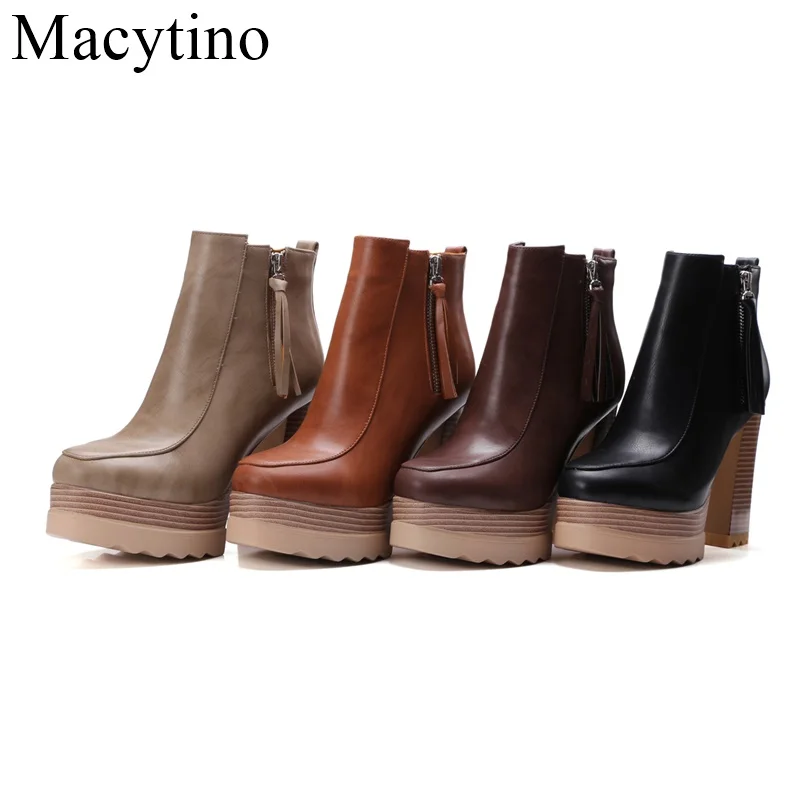 

Short Boots Thick-soled High-heeled Boats Women's Thick-heeled Women Shoes Waterproof Platform Plus Size 32-42