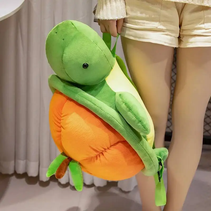 Nouveauté Kawaii créatif tortue sac à dos en peluche poupée Trutle avec Capybara jouet décor doux pour garçons et filles cadeau d'anniversaire