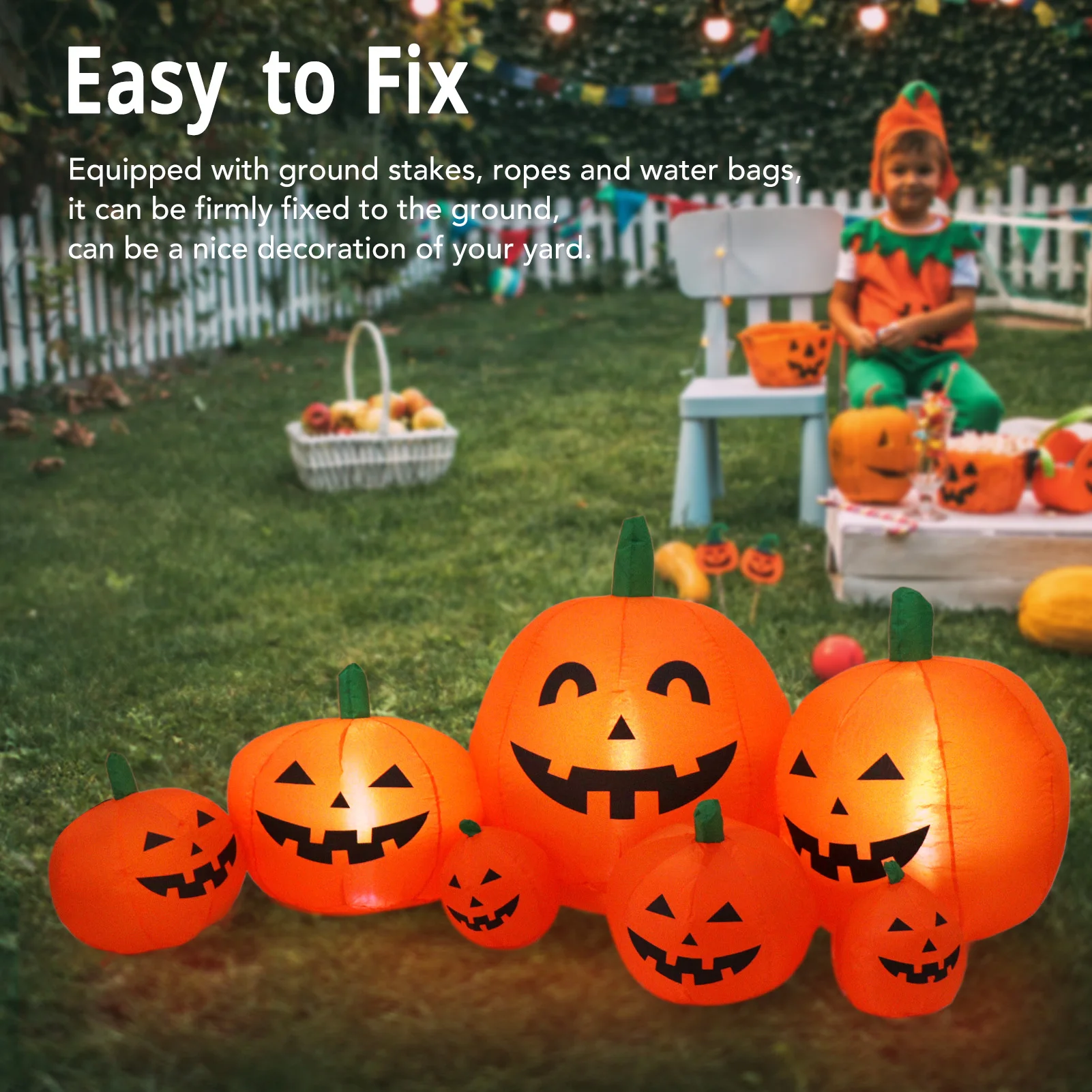 

7.5ft Halloween Inflatable Pumpkin with LED Lights IP44 Colorfast Inflatable Smiling Pumpkin Decoration for Yard Garden Lawn