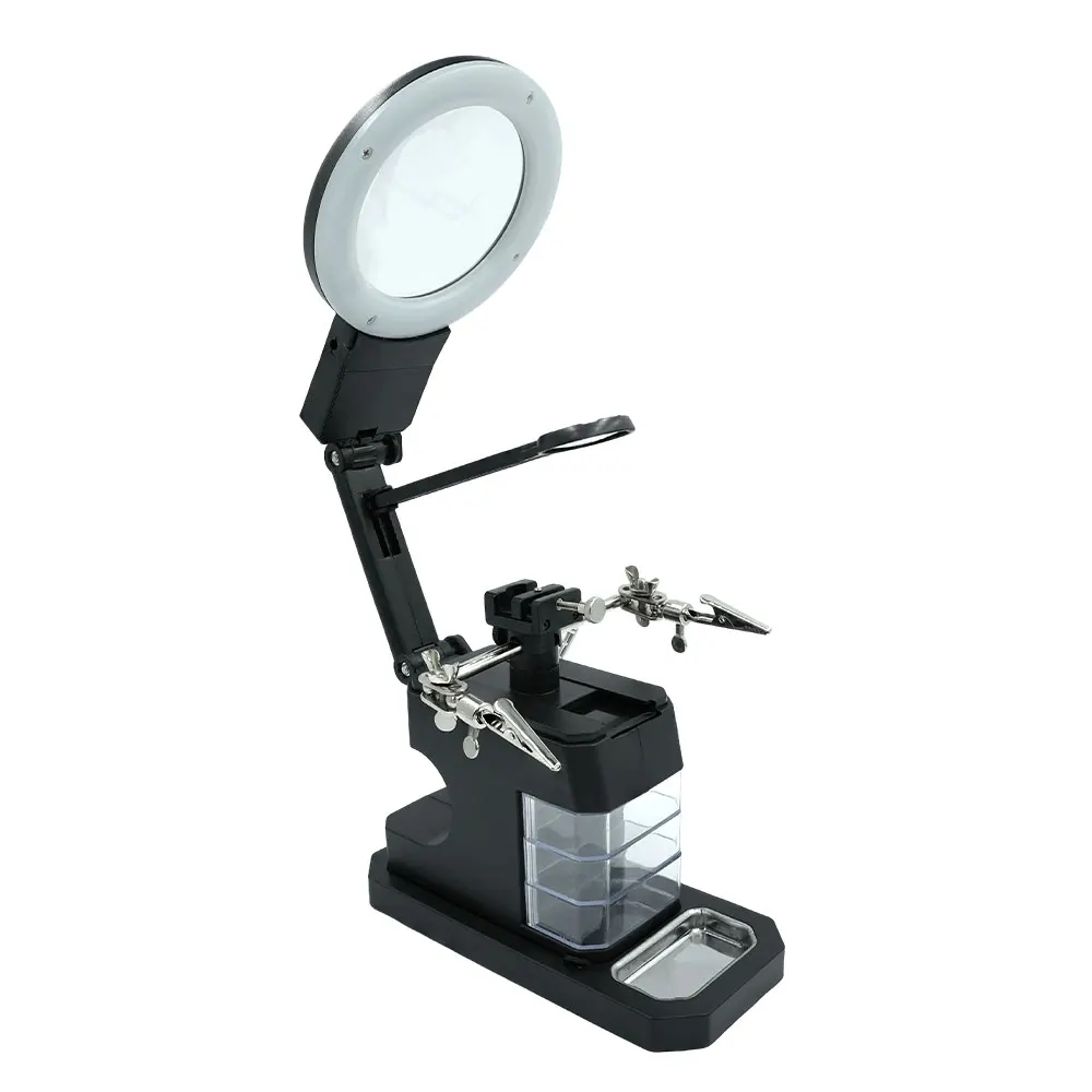 Schweißlupe mit LED-Licht, Hilfsclip, Lupe, Vergrößerungsglas, 3-in-1 Handlötstation mit Lötkolbenhalter. – Detail 28