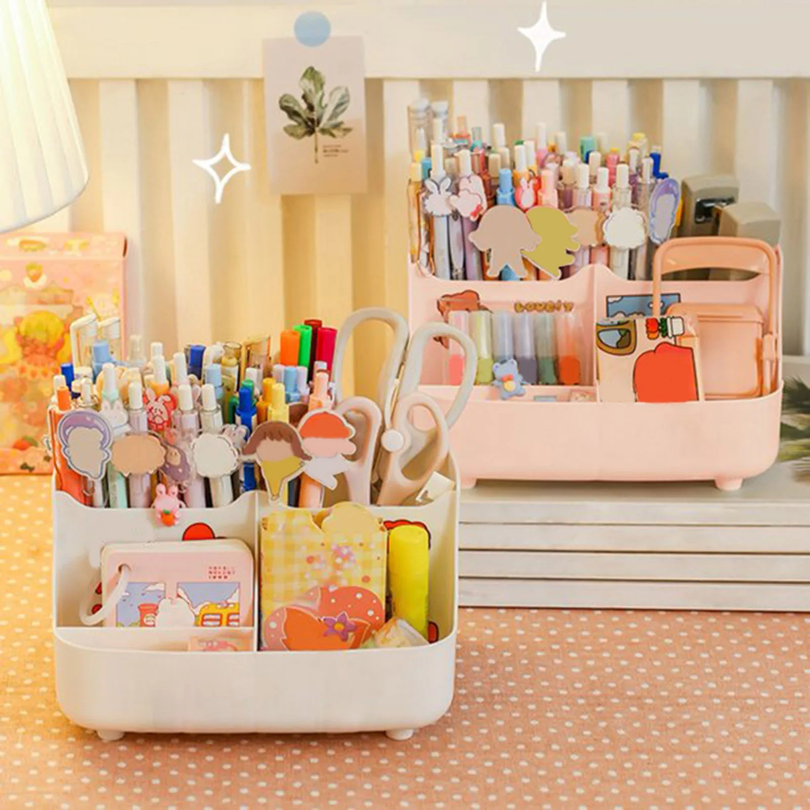 Cute Vertical Pen Organizer Desk Organizer Pen Holder Stationery Storage Tray Bins for Organization Closet Fabric Storage Bags