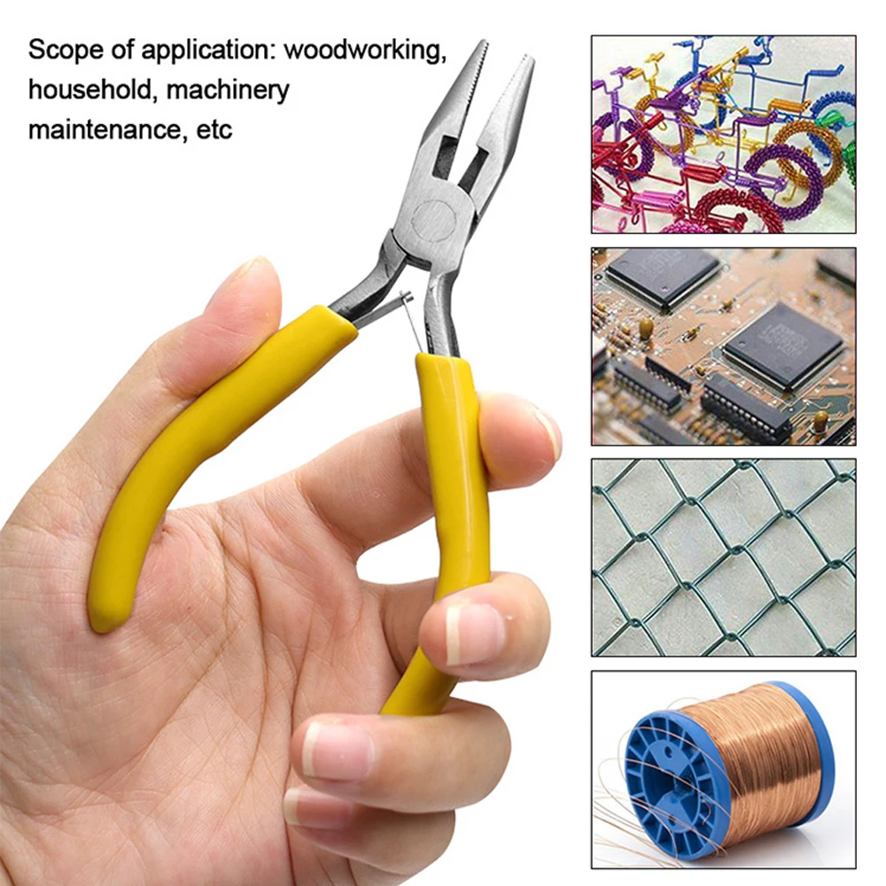 Pinze per gioielli da taglio con estremità a naso tondo in acciaio temprato al carbonio strumenti pinze per attrezzature fai da te adatte allo strumento di riparazione del lavoro di perline artigianali