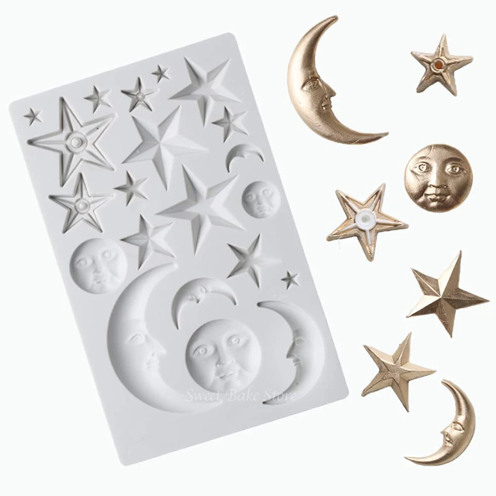 

3D Silicone Moon & формочка в виде звезды, форма для шоколада, эпоксидная смола DIY, для украшения торта, капкейка