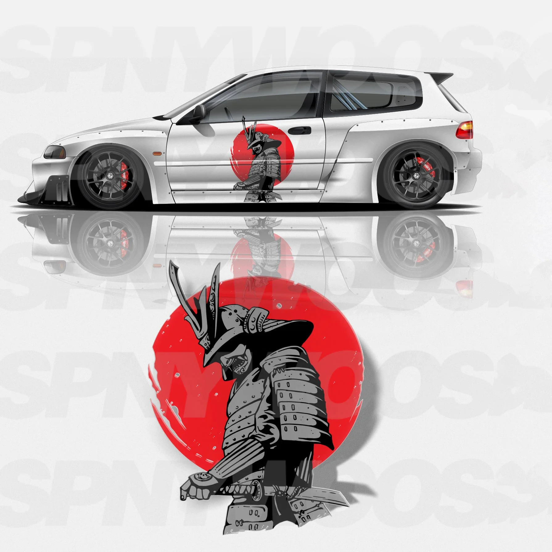 

Custom samurai livery racing side wrap abstract car decals vinyl stickers colorful decals drift custom stickers