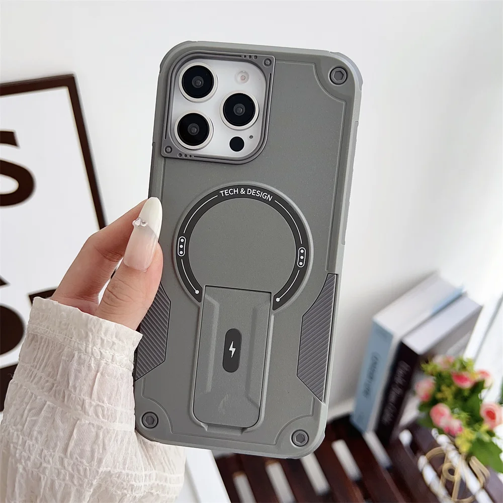 Capa de Telefone Magnética à Prova de Choque para iPhone 15 18 17 Pro Max 13 14 16 11 12 Pro Air para Carregamento Sem Fio Magsafe