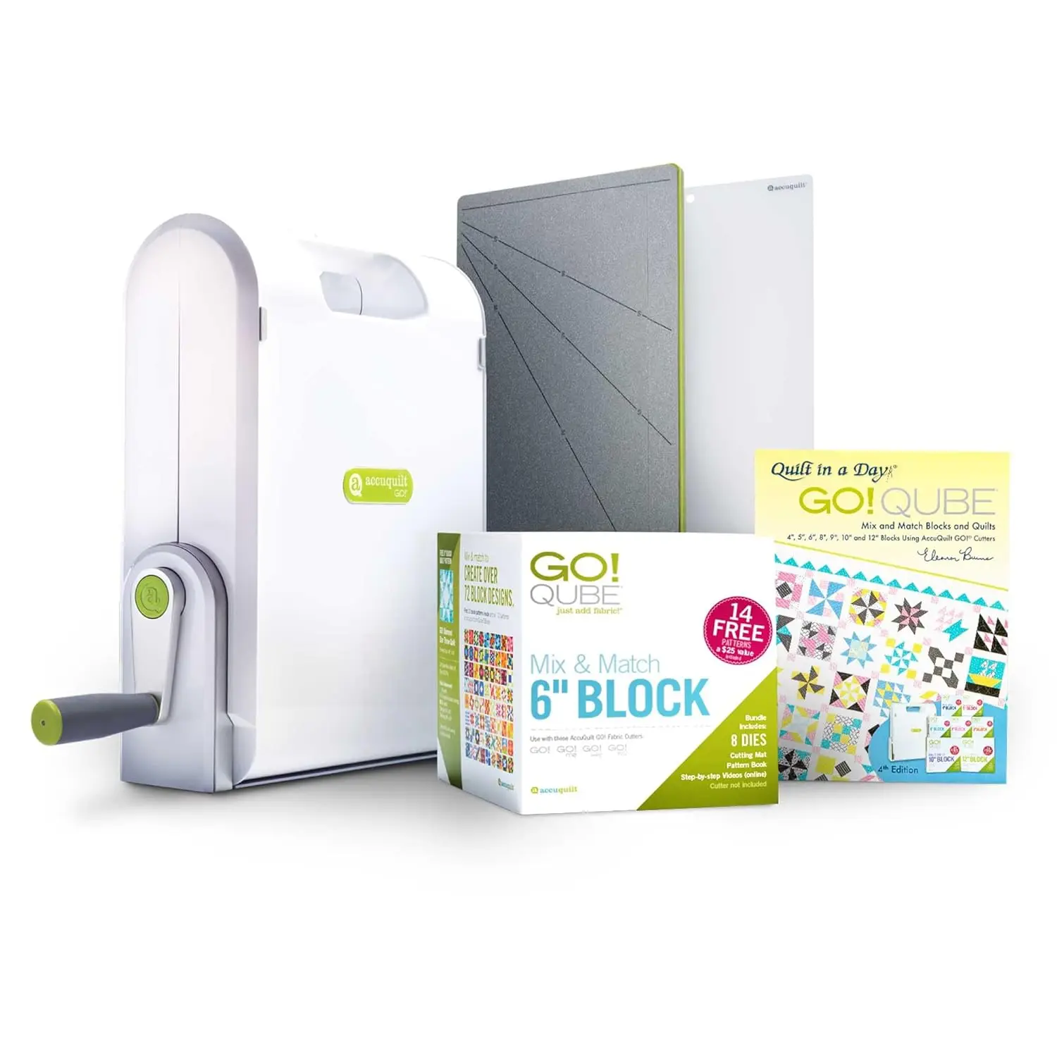 Ready. Set. GO!® Ultimate Beginner Fabric Cutting System with Fabric Cutter, Mix and Match Die Block, and Cutting Mats for Quilt