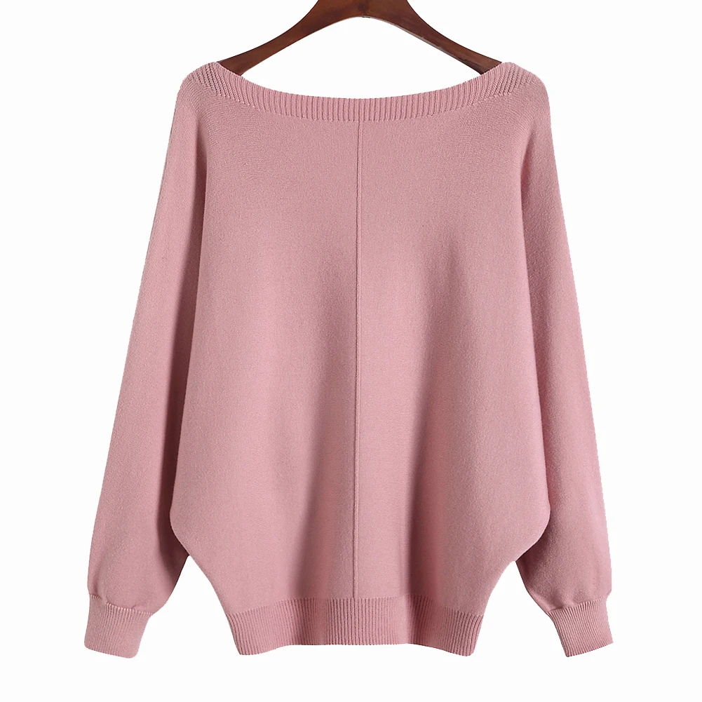 BHflutter 2022 Oversized Casual Loose Knitted Sweater Jumper Women Boat Neck Batwing Long Sleeve Knitted Pullovers Sueter mujer