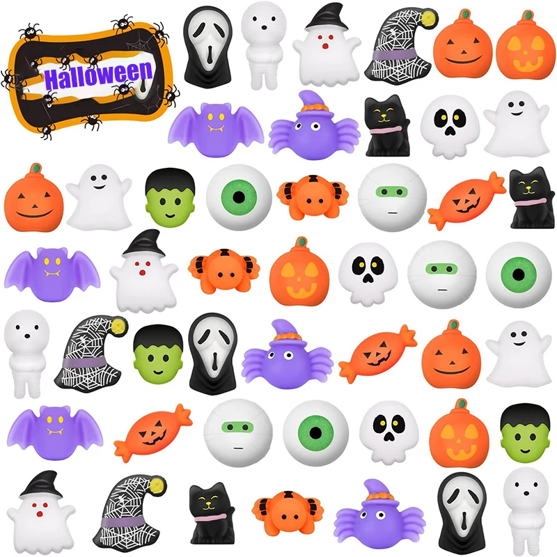 96-12Pcs Halloween Squeeze Toys Cute Trick or Treat Gifts Anti-stress Halloween Toy for Kids Ideal Halloween Prizes Boys & Girls