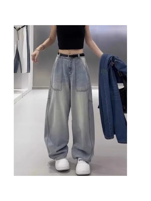 

High Waist Wide Leg Loose Fit Women's Jeans Spring 2026 New Style Cover Hip Knife Pants plus Size Comfortable Denim