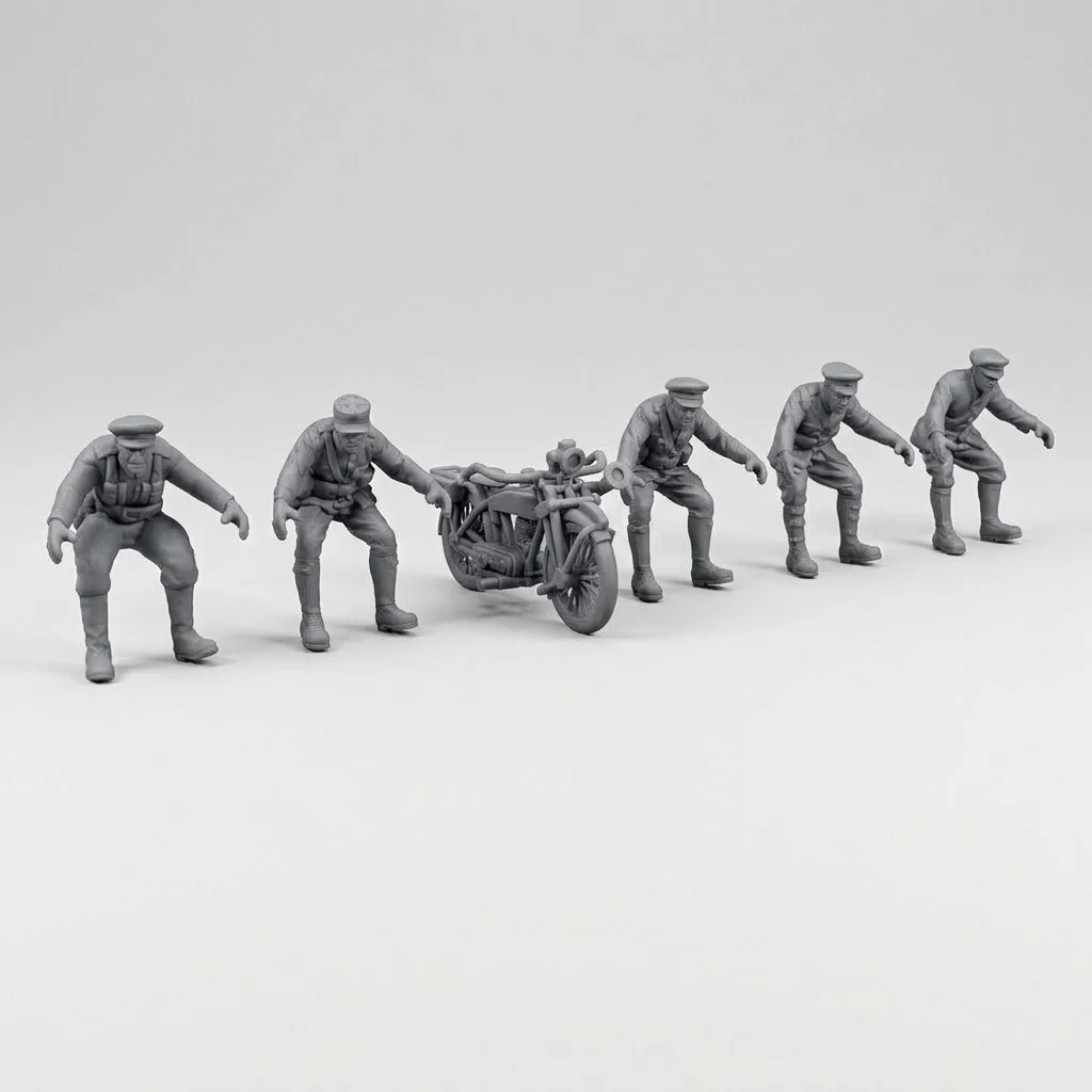 1/35 1/32 Scale Military Resin Models Unpainted 5pcs Vintage Motorcycle Crew Figures