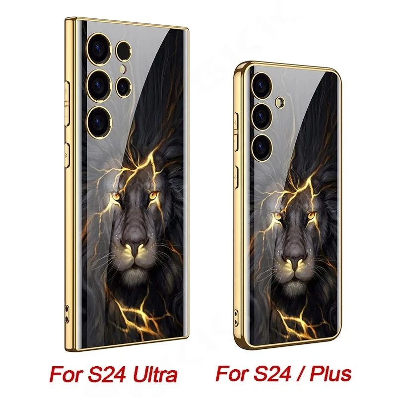 เคสกระจกนิรภัยทาสีสำหรับ Samsung Galaxy S24เคสแข็งเคลือบปกป้องกล้องพิเศษสำหรับ Galaxy S24เคส ultra PLUS