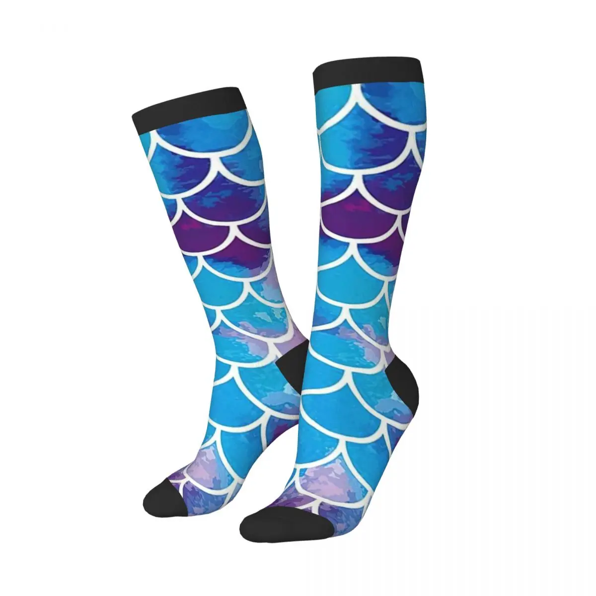 Mermaid Scale Unisex High Socks for Men Women Autumn Winter