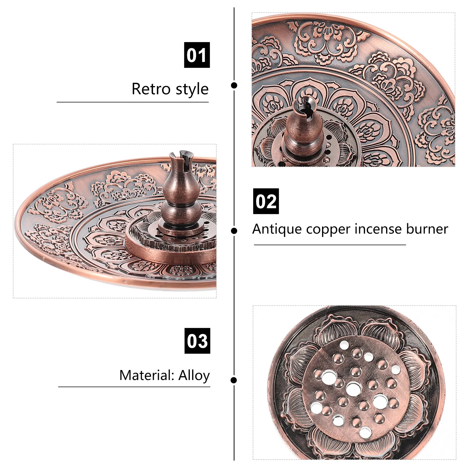 1Set High Performance Alloy Incense Tray Creative Arabic Ornament Incense Holder Decor for Living Room Tearoom Desktop Adornment