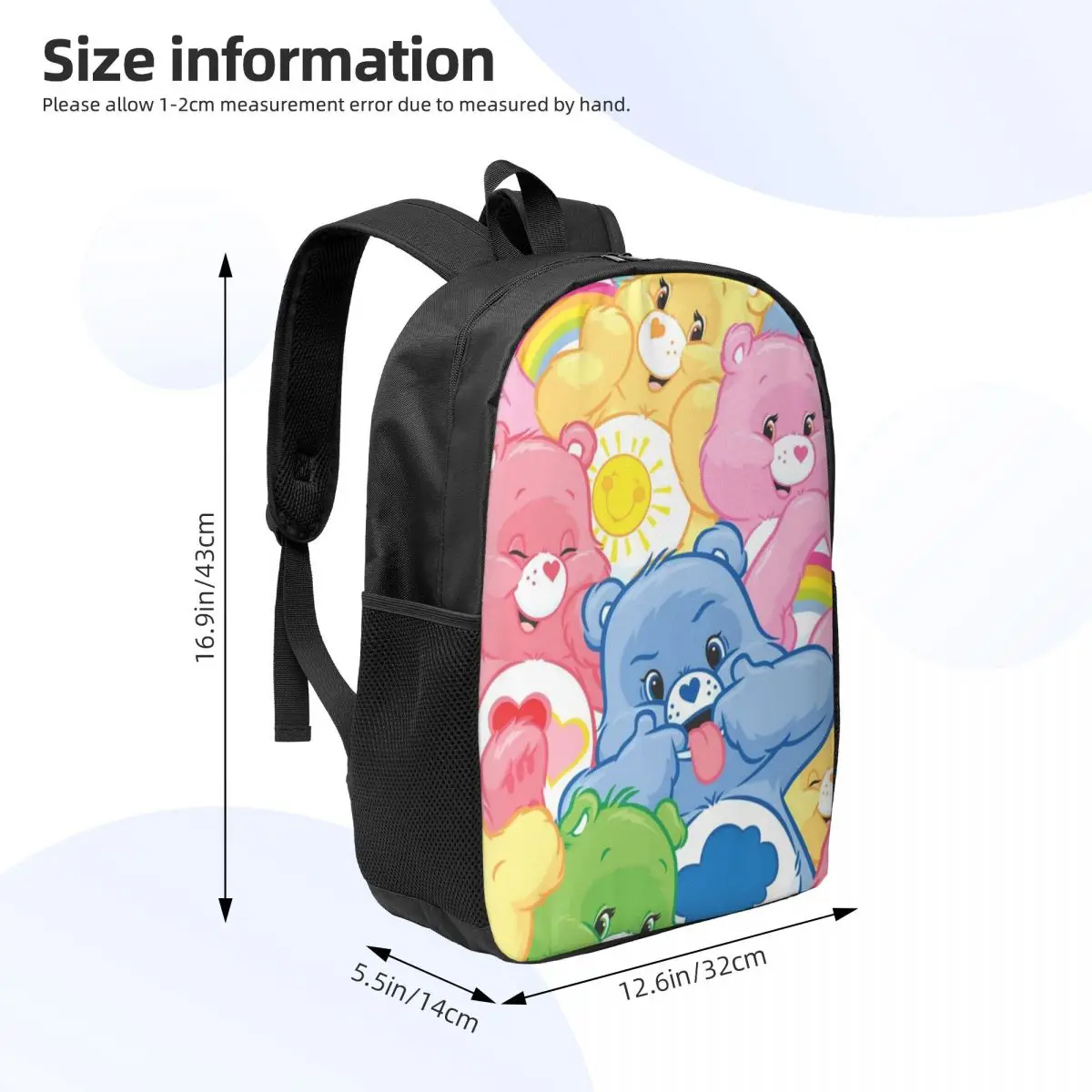 Care Bears 17-Inch Student Backpack - Comfortable and Practical Backpack for Daily Use, School, and Travel