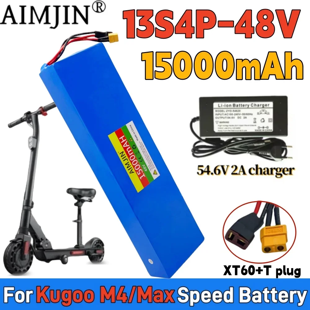 13S4P 48V 15Ah 18650 rechargeable Lithium-Ion Battery Pack For Kugoo M4/M4Pro/MaxSpeed Electric Scooter with BMS+charger