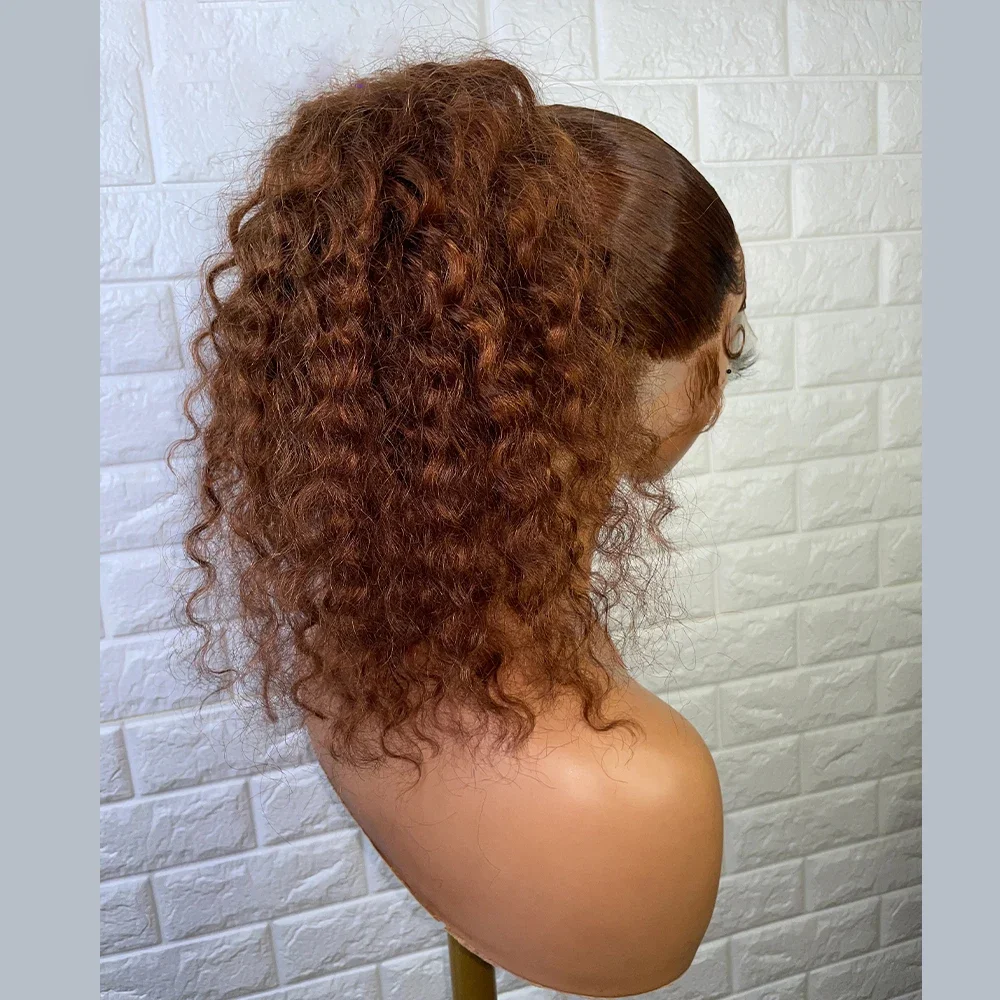 

180 Density Natural Long brown Soft Glueless Kinky Curly Lace Front Wig For Women BabyHair 26inch Long Heat Resistant Preplucked