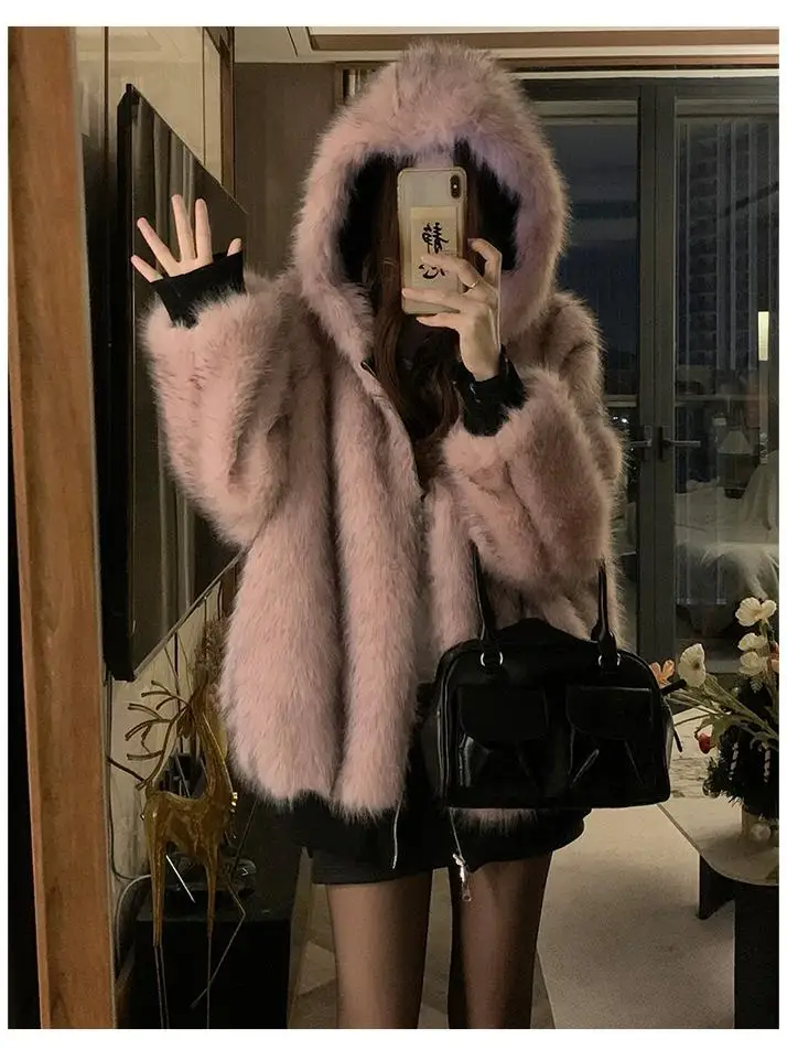 เสื้อแจ็คเก็ตหนังแท้สไตล์อเมริกันย้อนยุคแบบสองด้าน บุขนนกอินทรี สำหรับผู้หญิง ฤดูหนาว  ผ้าฝ้ายขนสัตว์  ปกปิดหน้า  รักษาสิ่งแวดล้อม