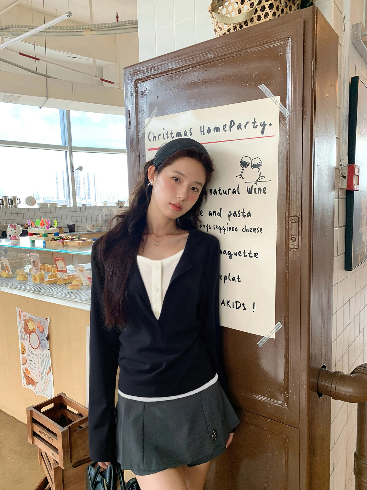 

Casual Long Sve round Ne T-irt Women's Early Spring Loose Inner irt Casual Collar Top Color Blo Design Polyester C...