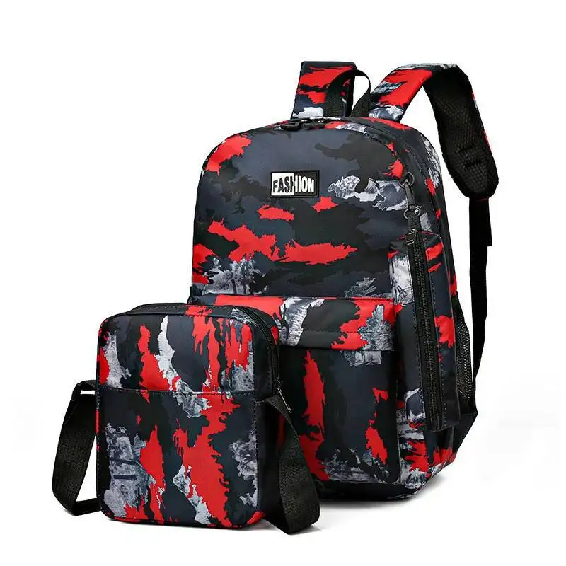 

3 Pieces Set Large Capacity Backpack Outdoor Casual Travel Double Shoulder Bags Fashion Middle School Student Bags