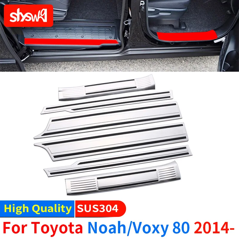 FOR TOYOTA VOXY NOAH 80 Series 2014+ DOOR SILL SCUFF PLATE Cover Stainless Steel Accessories Car Styling 4-6Pcs