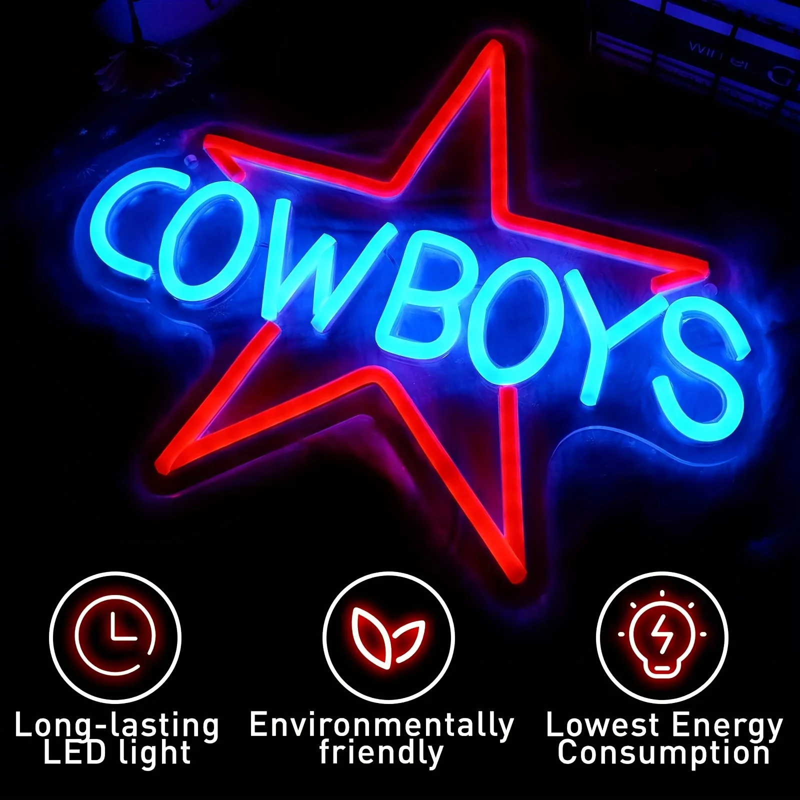 Cowboy Football Neon Sign for Wall Decor sports Team Neon Light Signs for Man Cave Bedroom Boys Home Bar Club Party Gifts