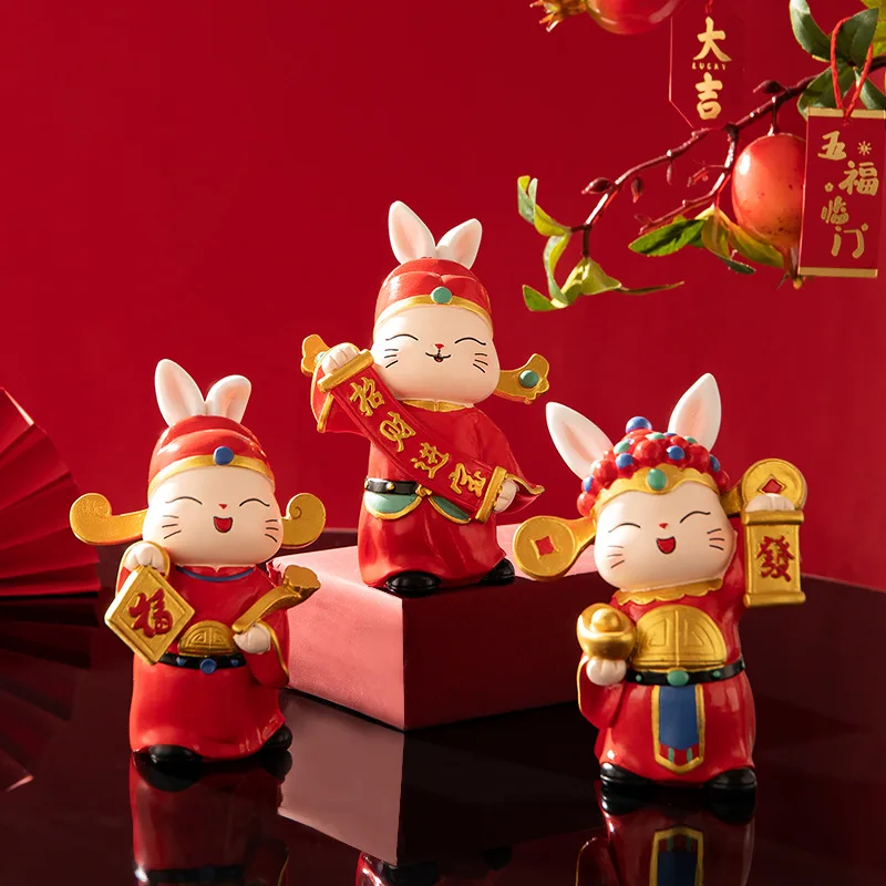 Auspicious Rabbit Ornament Festive Gift Resin Crafts Lucky Rabbit Ornaments Creative Home Decoration Bedroom Desktop Decoration