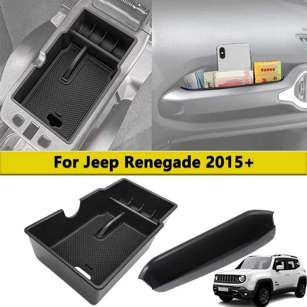 Armrest Storage Box Handle Organizer for Jeep Renegade 2015-2023 Center Console Container Stowing Tidying Interior Accessories