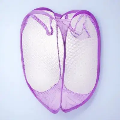 سلة غسيل شبكية سهلة الفتح قابلة للطي، أرجوانية، مسكن جامعي، شقة تخزين للتخييم، مقابض كاملة الحمل قابلة للتنفس #6