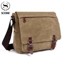 Men Canvas Messenger Bag Vintage Brand Business Casual Travel Shoulder Bag Laptop Crossbody Bags For Man Bolso Hombre Retro Male