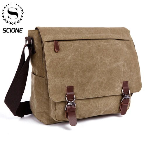 Bolso bandolera de lona para Hombre, Bolso de hombro de viaje informal de negocios de marca Vintage, bolsos cruzados para ordenador portátil para Hombre, Bolso Retro para Hombre