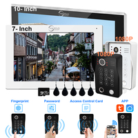 Smart Life Video Intercom 1080P Doorbell Camera with Fingerprint Password Access Control Card Wifi Tuya 7/10 Inch Touch Monitor