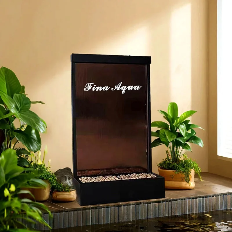 

Customize.Customized Tempered Glass Waterfall Home Decoration Stainless Steel Indoor Wall