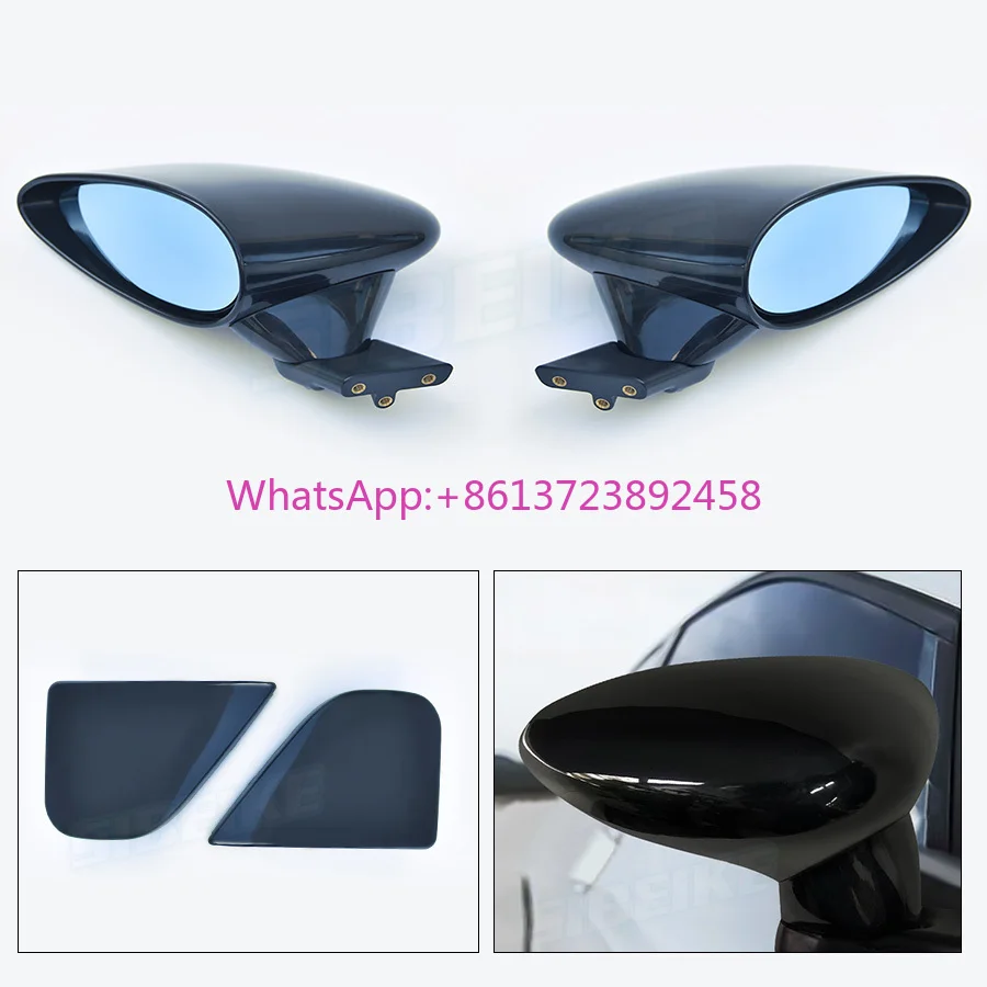 

JDM Manual Adjustable Spoon Style Car Rearview Mirror Gloss Black Car Side Mirror With Blue Lens