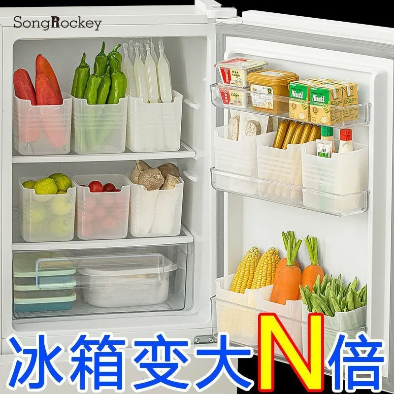 1/3/4pcs Refrigerator Side Door Storage Box Food Vegetables Fruit Categories Crisper Box Ginger Garlic Home Accessories