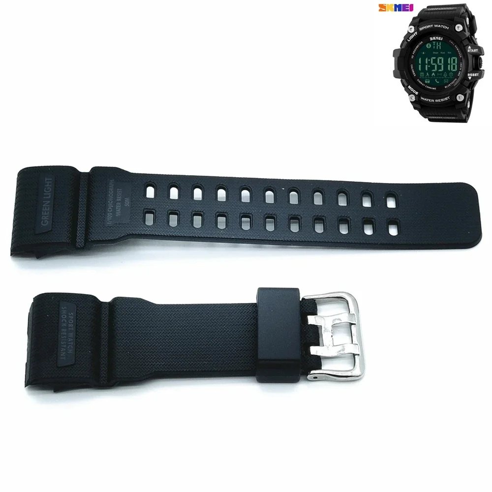 Watch Accessories WatchBand For Skmei 1227 1384 1283 PU Wristband Adjustable Replacement Watch Strap Band Sports