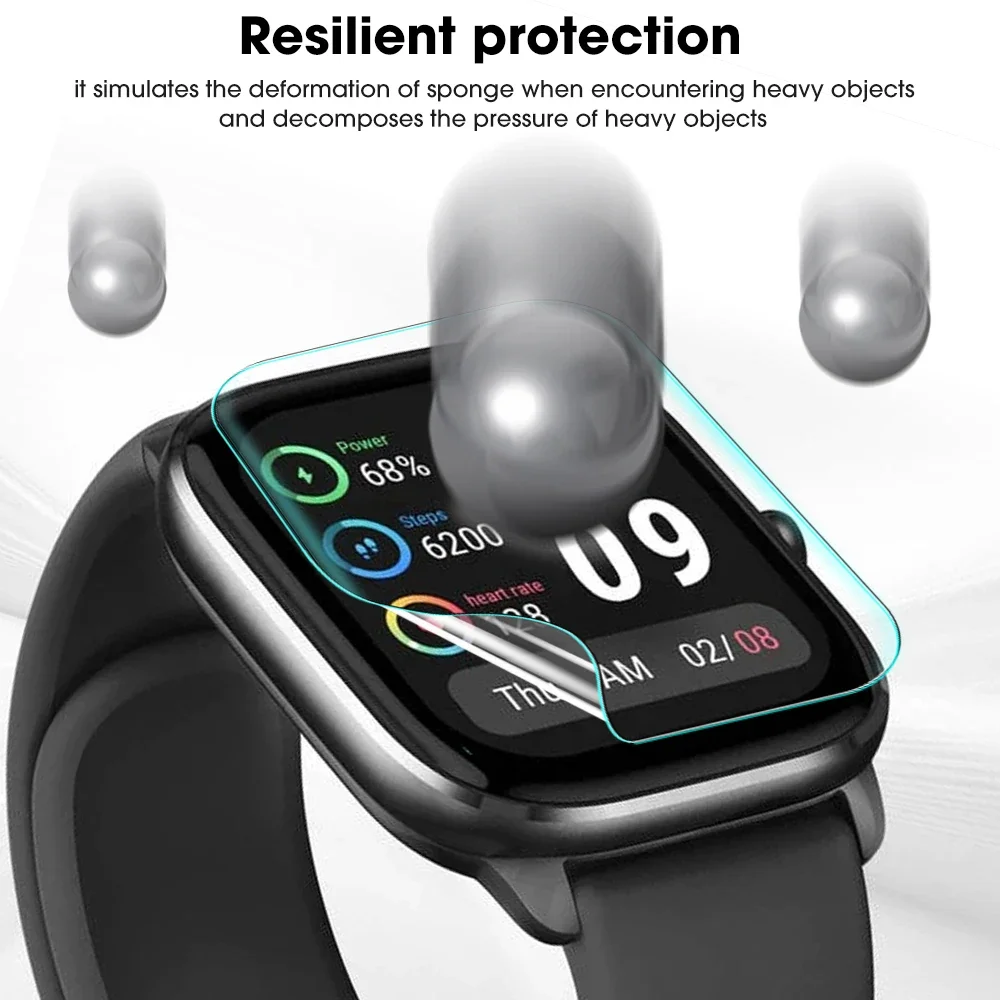 Hydrogel Film for Xiaomi Band 8 Active Smartwatch Anti-scratch Soft TPU Screen Protectors 9D Curved HD Films for Miband 8 Active