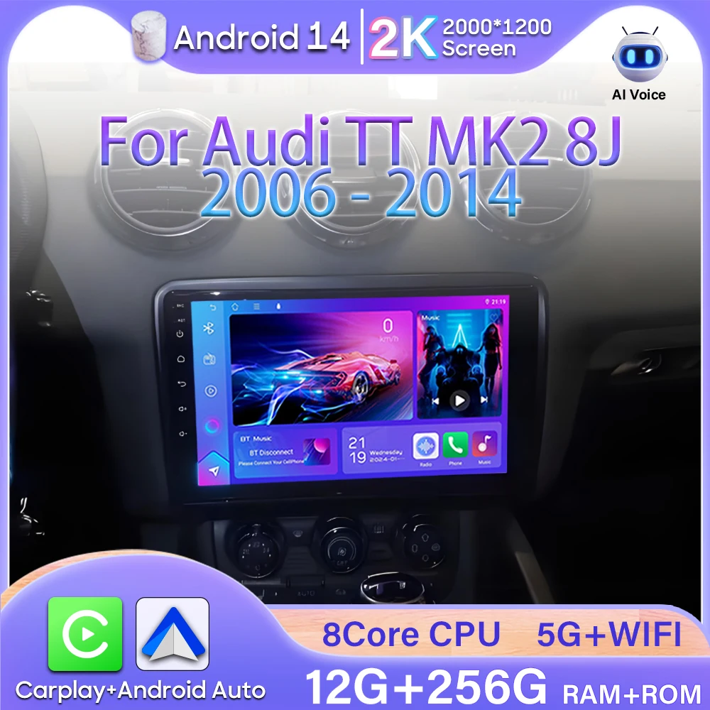 

Android 15 GPS Navigation For Audi TT MK2 8J 2006 - 2014 Multimedia Player Car Radio Android Auto Carplay Video 4G Wifi GPS 2k