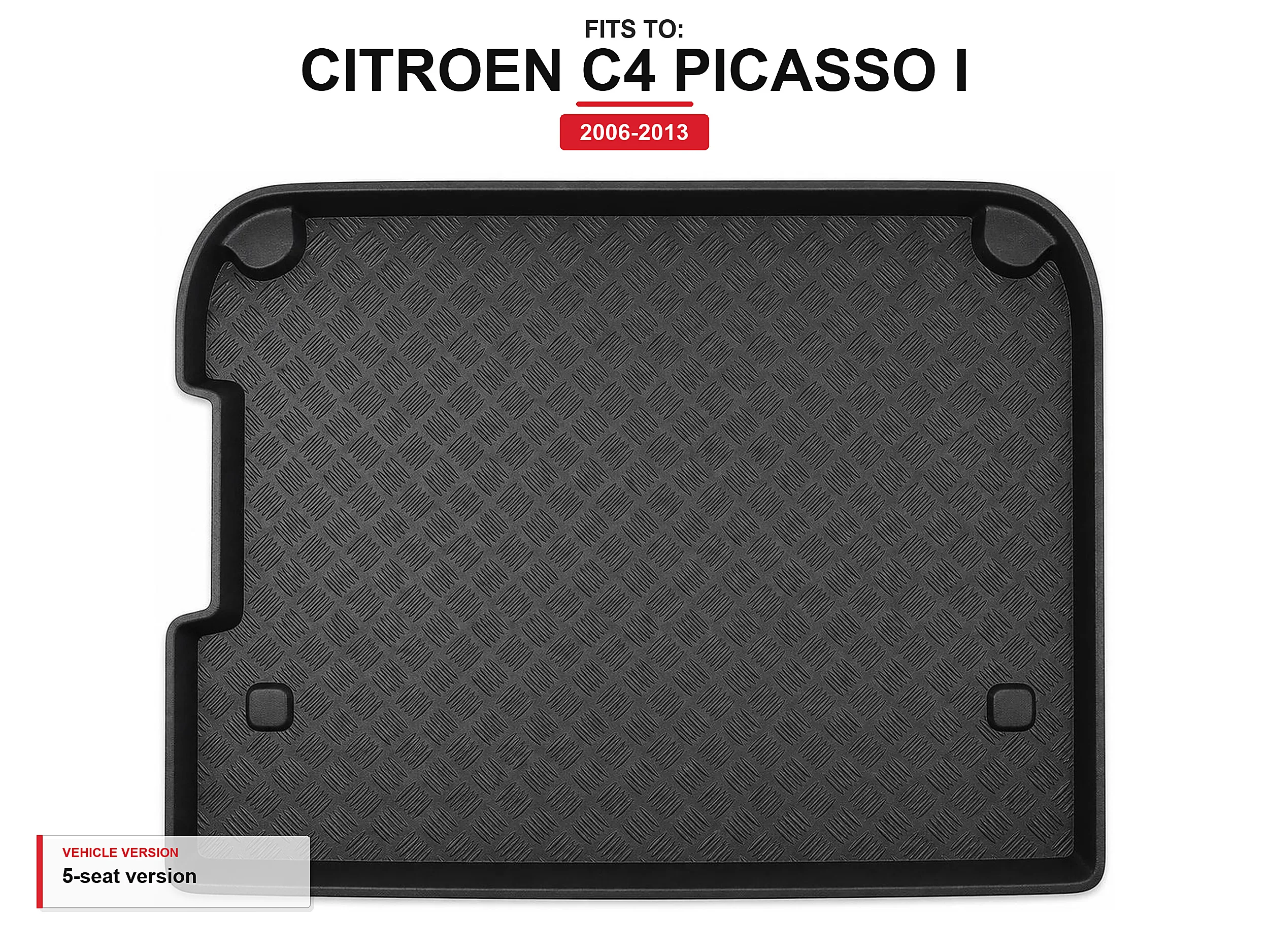 Kofferbakmat met rand voor: Citroen C4 Picasso I 2006-2013 5-zits versie